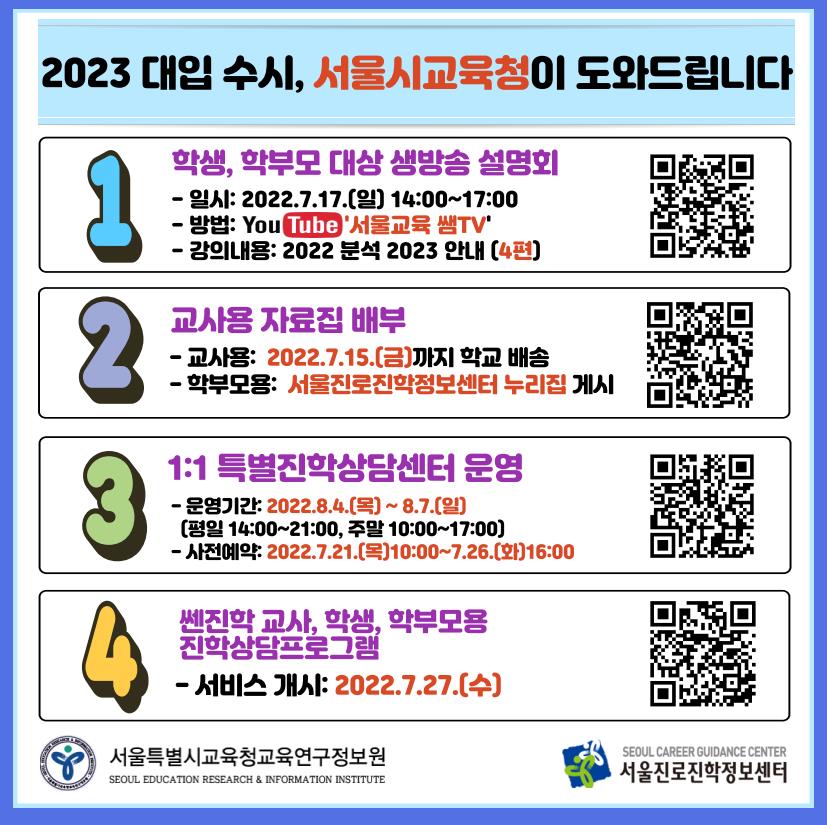 쎈진학 2023 대입 수시모집 대비 진학상담 및 정보 제공 웹 포스터