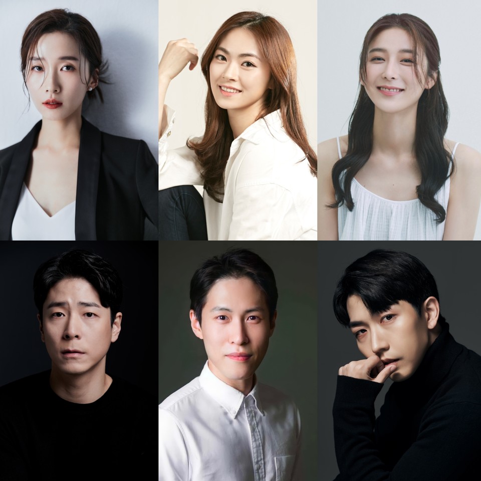 연극 '오만과 편견' 캐스팅공개. (시계 방향으로 이정화, 이경미, 정우연, 현석준, 이형훈, 홍우진) 제공 ㈜엠피엔컴퍼니