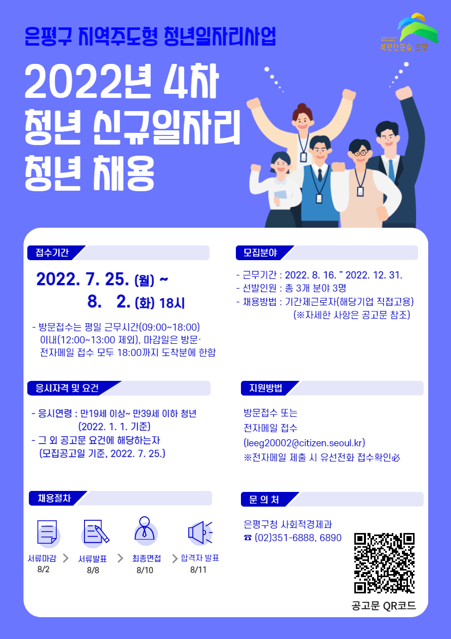 은평구, 2022 지역주도형 청년 일자리 4차 모집