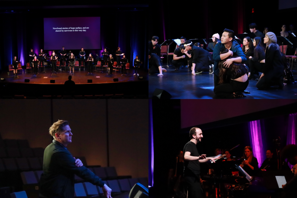 (위/좌,우) 쇼케이스 사진 (아래/좌) 연출_앤드류 라스무센, (아래/우) 음악감독_앤디 로닌슨   사진제공=라이브㈜, 극공작소 마방진 |