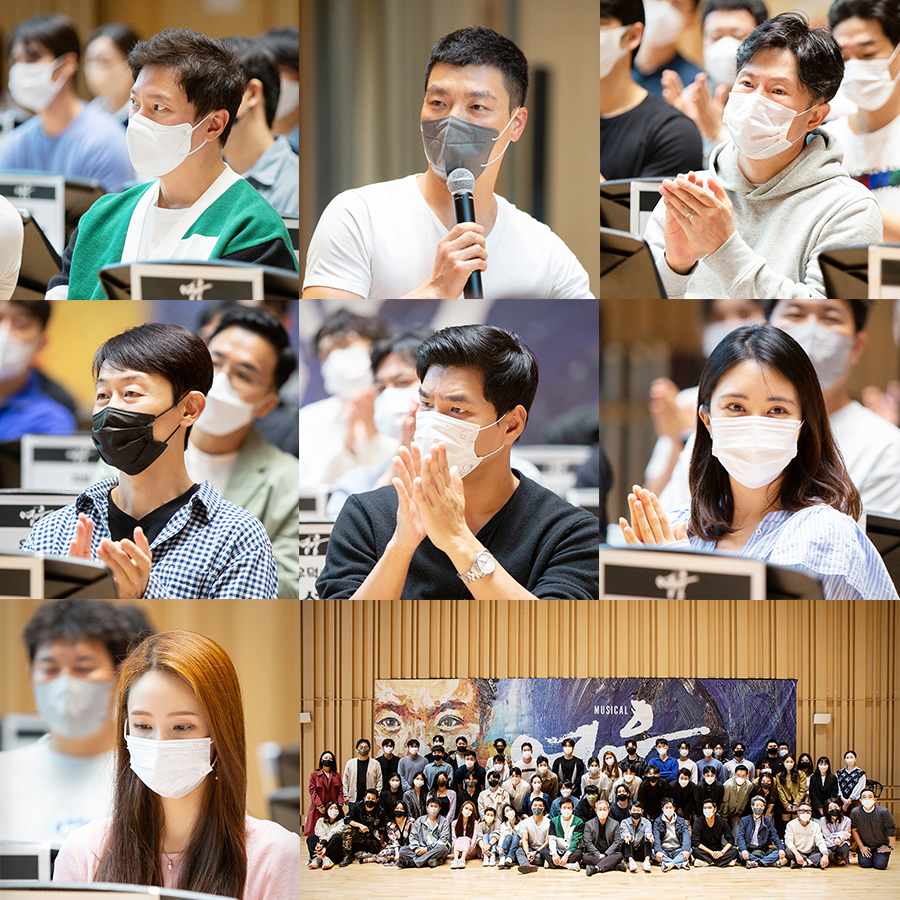 '영웅' 상견례 현장(왼쪽부터 정성화, 양준모, 김도형, 서영주, 최민철, 정재은, 린지, 단체) Ι 제공 에이콤