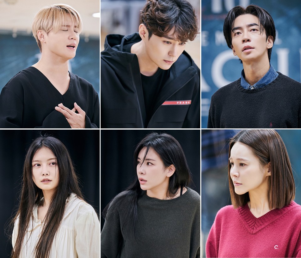 뮤지컬 '드라큘라' 연습 스케치_(왼쪽 상단부터) ‘드라큘라’ 역_김준수, 전동석, 신성록/‘미나’ 역_임혜영, 정선아, 아이비｜제공 =오디컴퍼니㈜