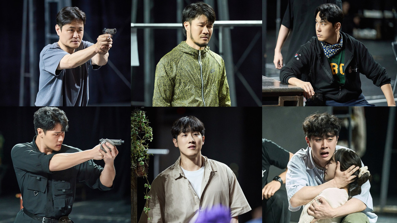 뮤지컬  '영웅' 연습실 스케치(좌측부터 우덕순 역 김진수, 육현욱, 조도선 역 조휘, 임정모, 유동하 역 김도현, 신은총) Ι 제공 :: 에이콤