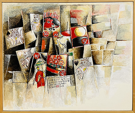 극동에서 온 다섯송이의 화투꽃, 60x72cm, acrylic on canvas, 2016