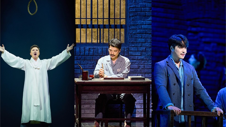 뮤지컬 '영웅' 15주년 기념 공연 사진(왼쪽부터 안중근 역 정성화, 양준모, 민우혁) Ι 제공 :: ㈜에이콤