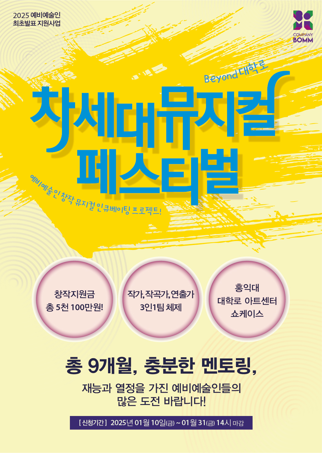 차세대 뮤지컬 페스티벌 모집공고 포스터 ㅣ 제공 컴퍼니 봄
