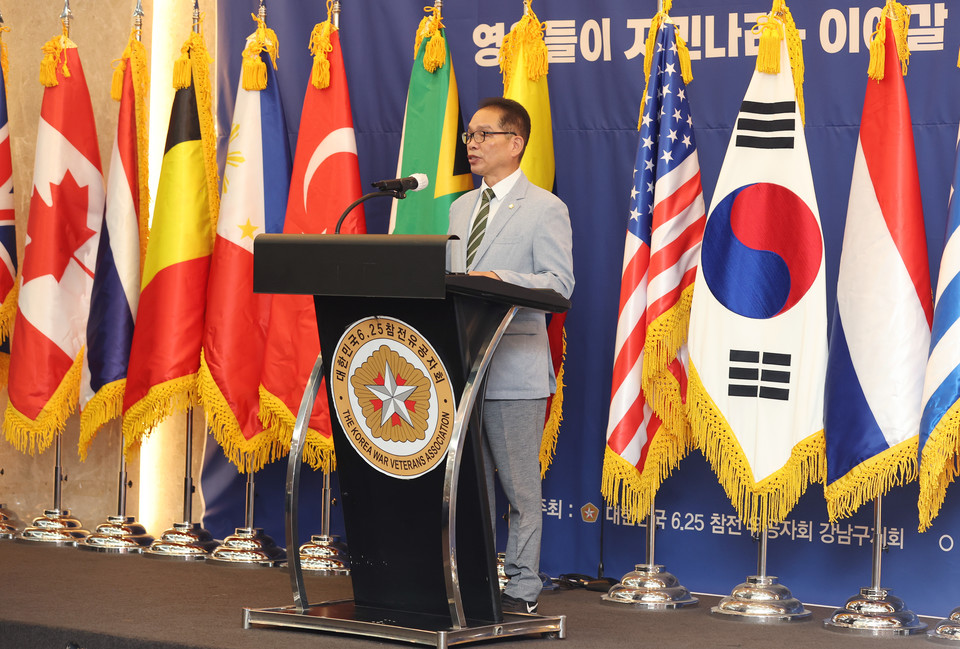 (사진설명) 지난 6월 30일 ‘‘제75주년 6·25전쟁 호국영웅 보훈가족 감사 위로연’ 참석’ 에서 복진경 부의장이 축사를 하고 있다.