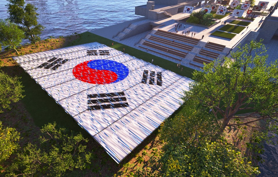 노들섬_잔디마당에_설치되는_초대형_태극기