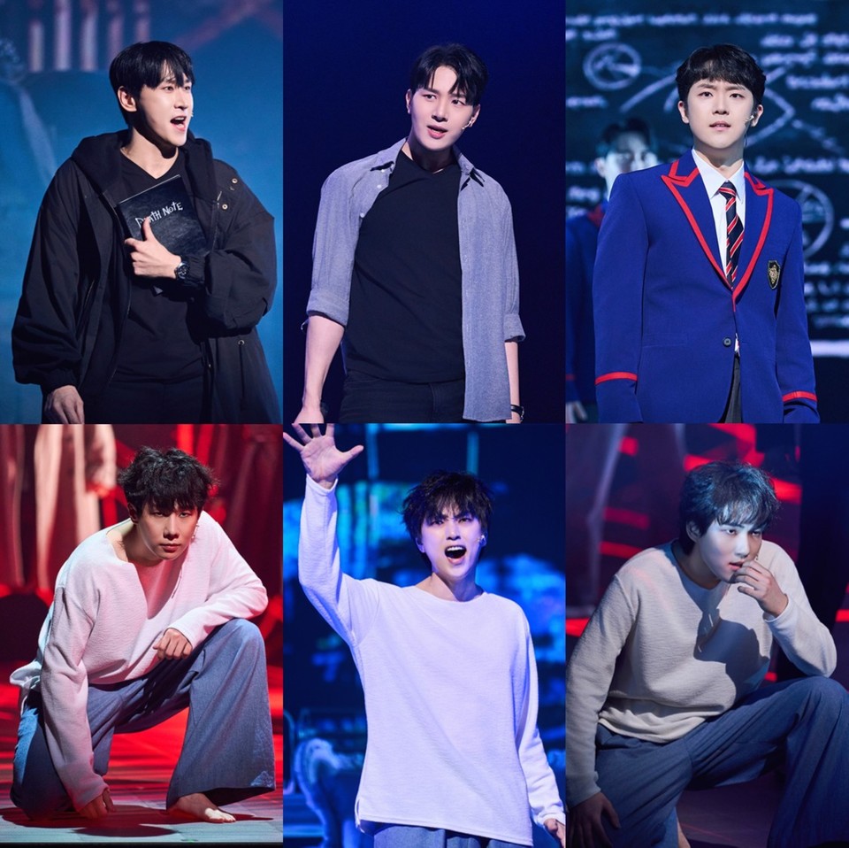 2025 뮤지컬 '데스노트' 공연 사진_’라이토’ 역_조형균, 김민석, 임규형,‘엘(L)’ 역_김성규, 산들, 탕준상｜제공=오디컴퍼니㈜ 